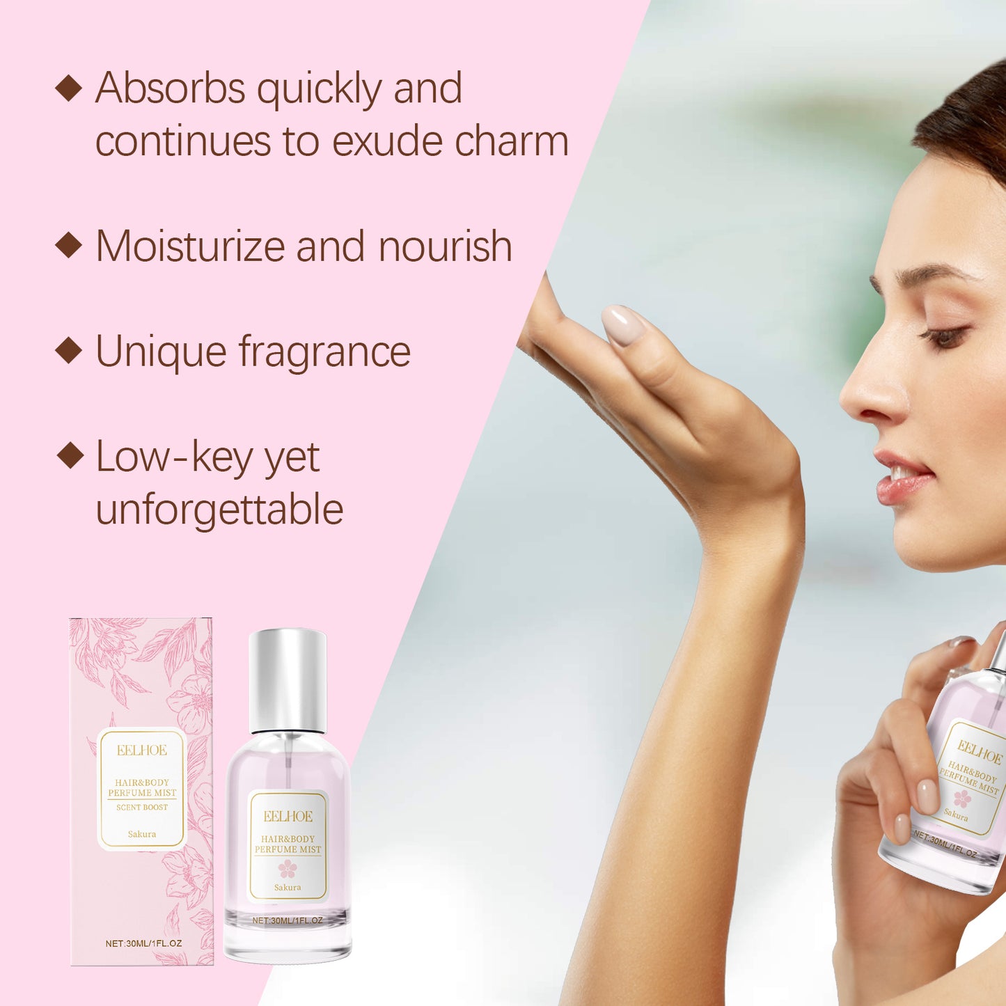 EELHOE Cherry Blossom Body Hair Eau De Parfum Spray Elegant
